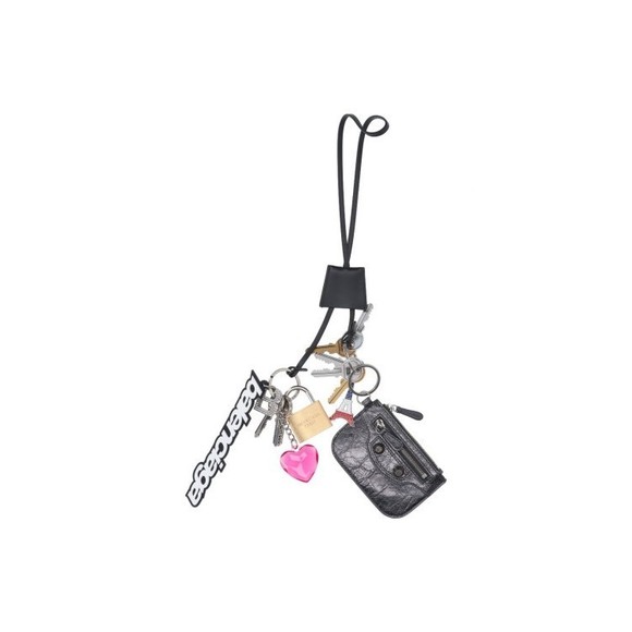 Balenciaga Silver-Tone Metal Keychain With Multicolor Logo Charms - NWT - Picture 1 of 3